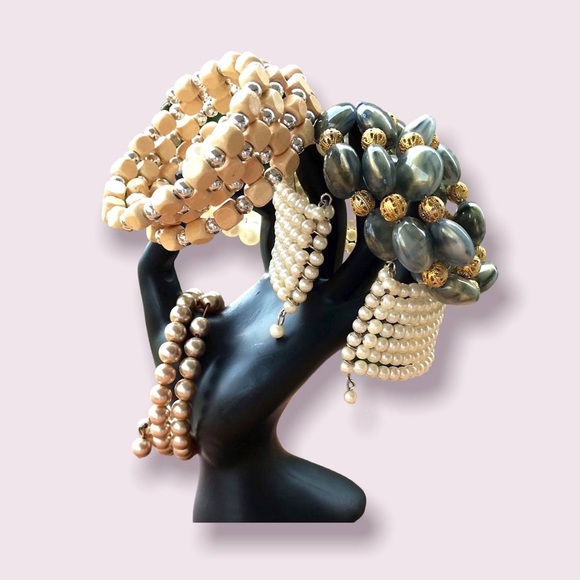 Vintage Jewelry Pearl Costume Bracelets Lot - Picture 3 of 11